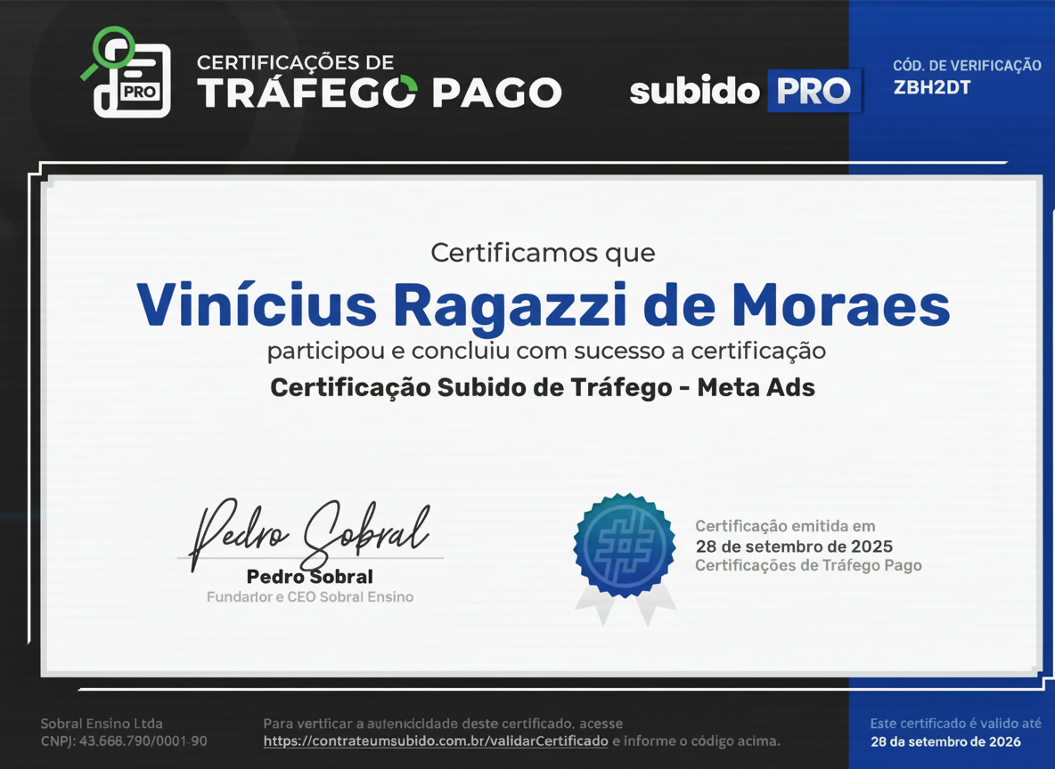 Certificado de Tráfego Pago - Meta Ads